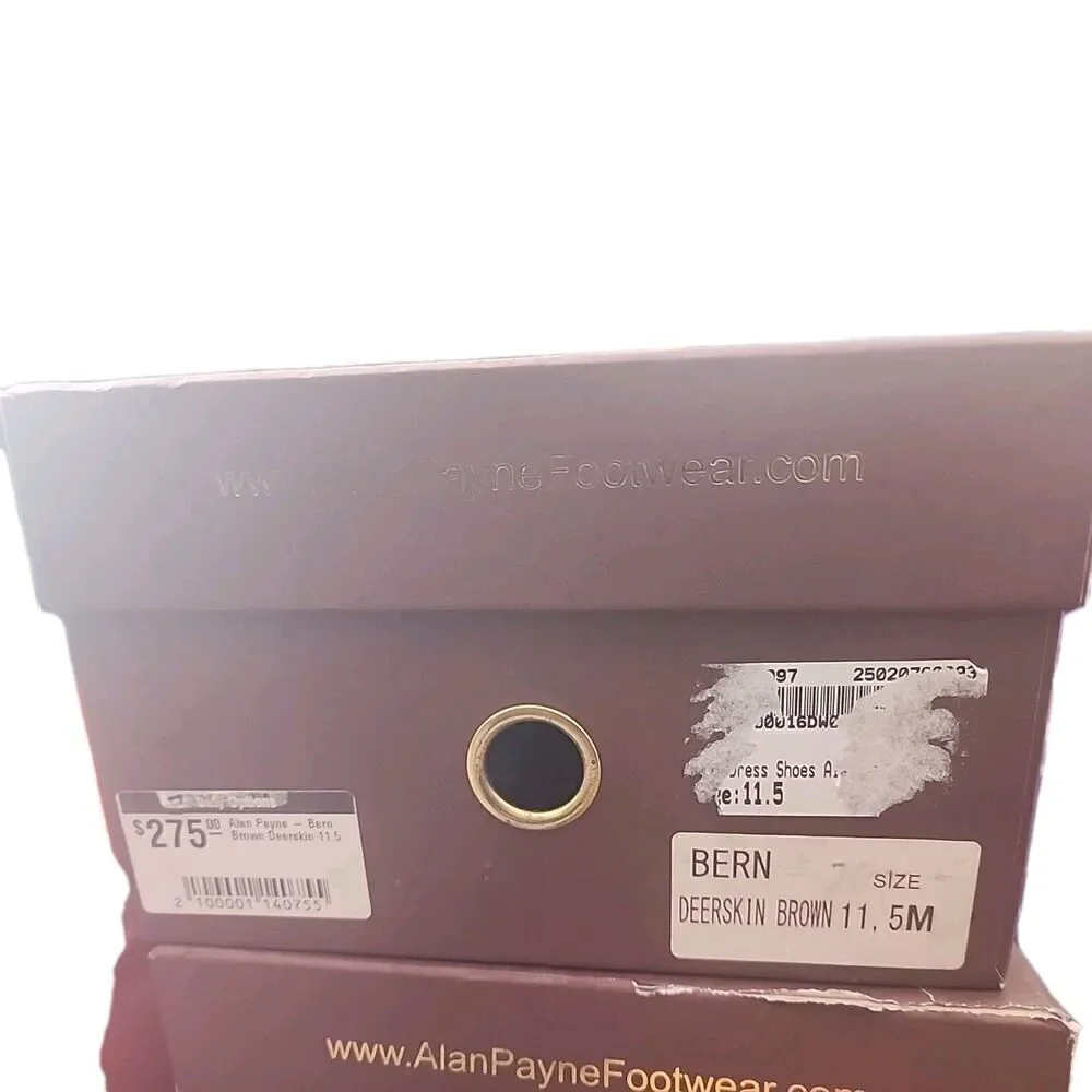 Alan Payne Bern Oxfords Genuine Deerskin Leather Brown Mens Size 11.5 Cap Toe